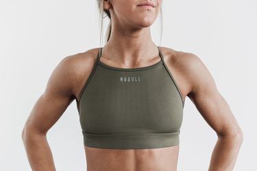 Nobull High-Neck Women's Sports Bras Green | Australia (WX8547)